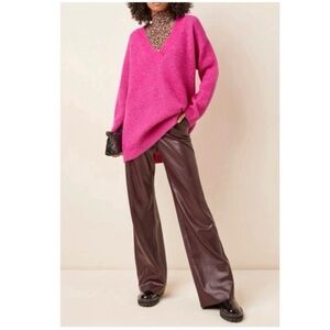 GANNI Callahan Oversized Wool Knit Sweater, Pink, Medium